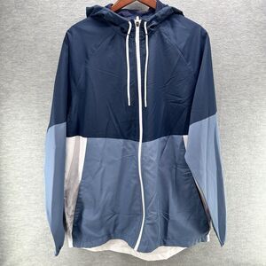 ATHLETIC WORKS - Men's Hooded Full Zip Up Colorblock Windbreaker Size L  A17b